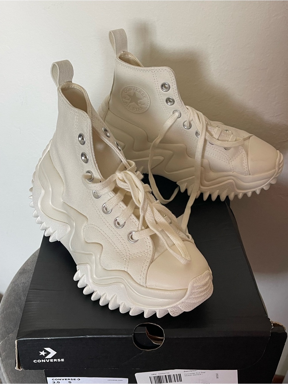 Converse Run Star Hike High-Top Sneakers in Off-White/Cream - Picture 10 of 10